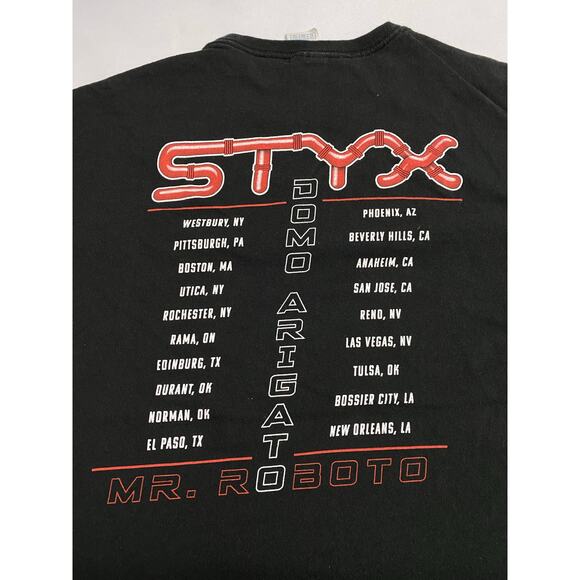 STYX Mr. Roboto Band T-Shirt Size XL Double-Sided Y2K Graphic Tee Domo Arigato - Picture 7 of 10